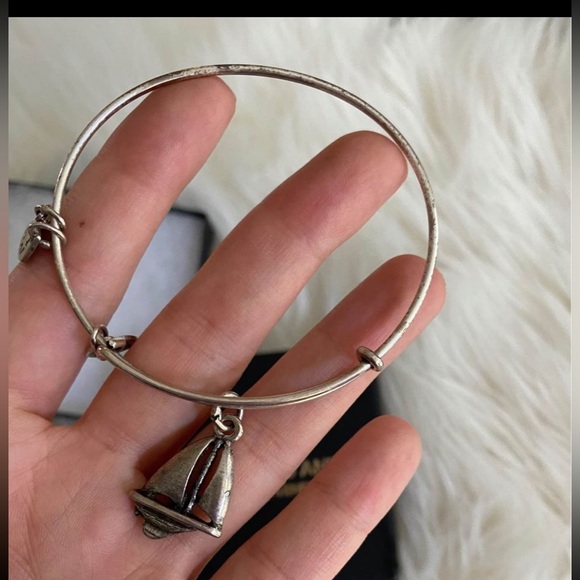 ALEX & ANI Sailboat charm adjustable silver bangle bracelet - Picture 5 of 5